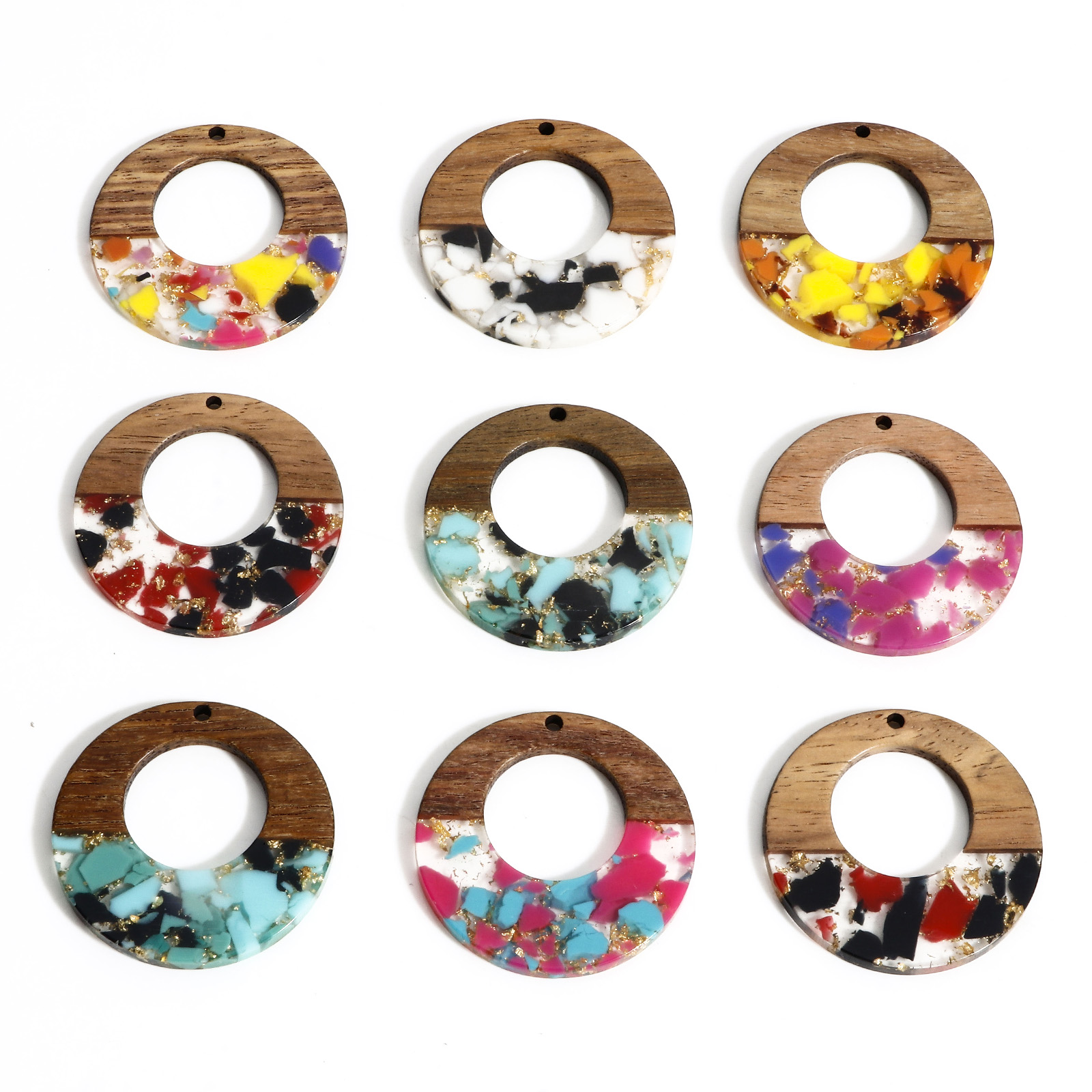 Woodworking Resin - 2 шт. винтажных деревянных подвесок, круглые,